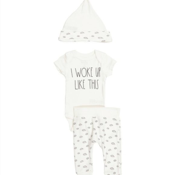 3 for $20 - NWT, RAE DUNN "I Woke Up Like This" Bodysuit Set - 6-9 Months - Picture 1 of 3